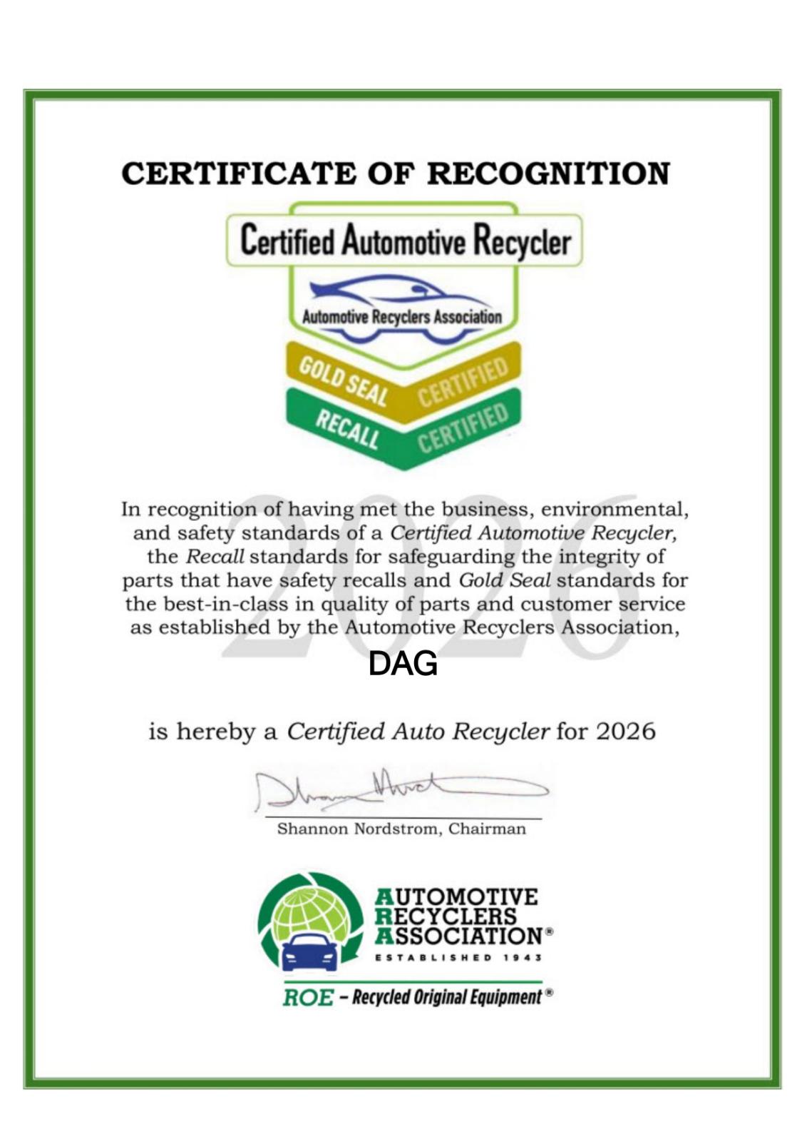 CAR &mdash; Certified Automotive Recycler