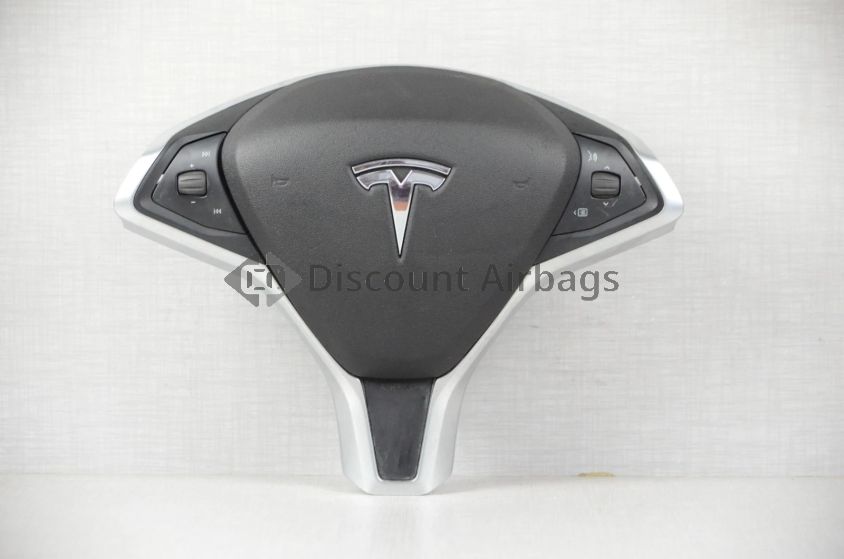2012-2021 Tesla Model S / Model X Driver Wheel Airbag Black Plastic Chrome OEM